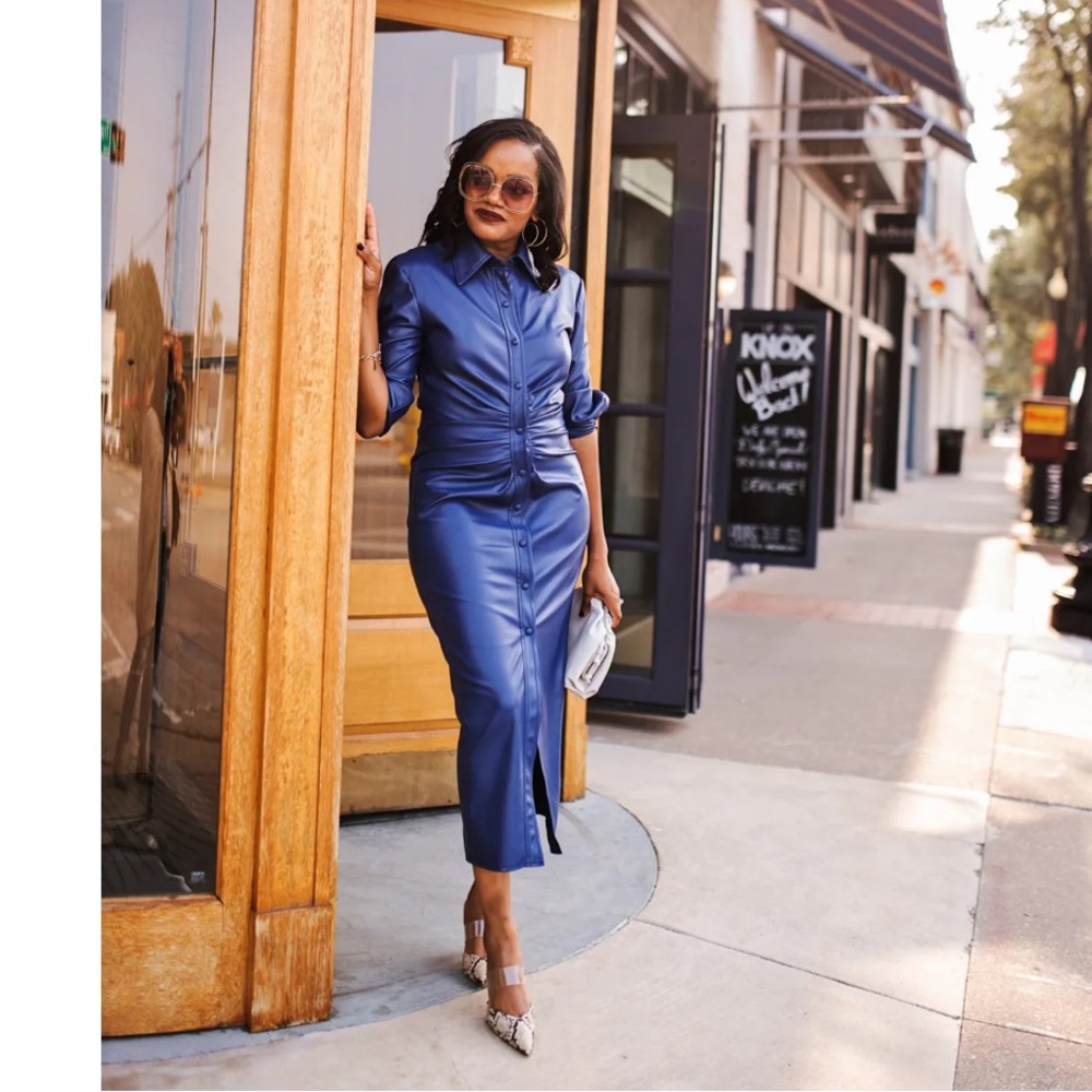 Zara Midi Leather Dress - M